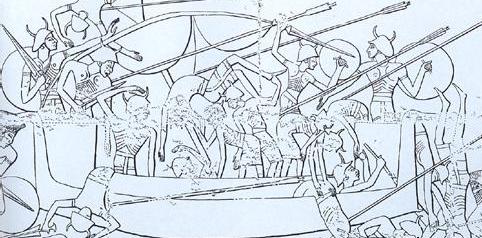 Египетские фрески о нашествии народов моря. Погребальный храм Рамзеса III