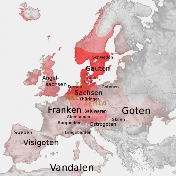 Первоначальный ареал германских племён и их последующие экспансии