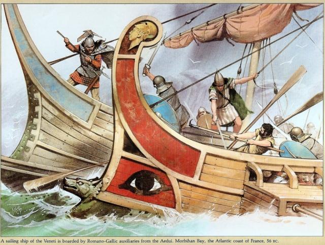 Морское сражение римлян с венетами в заливе Морблан. Реконструкция