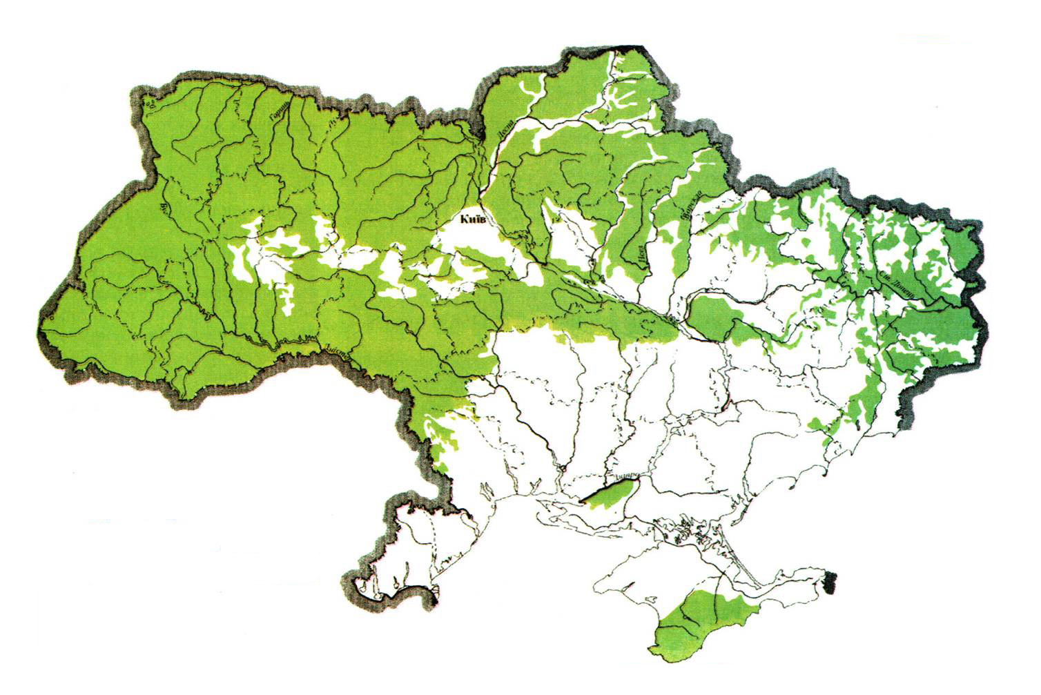 Леса на территории Украины в периоды максимального распространения. Реконструкция С. Генсирука