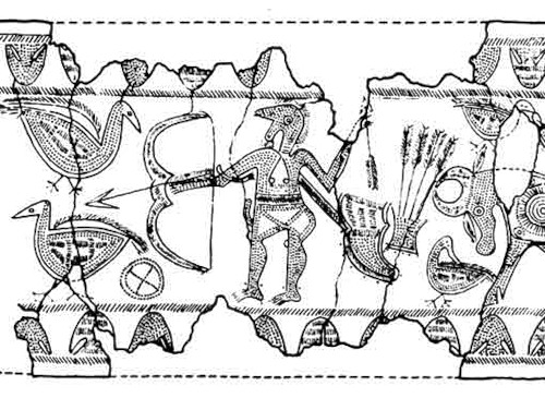 Изображения пешего и конного скифа на кобанских бронзовых поясах Тлийского могильника