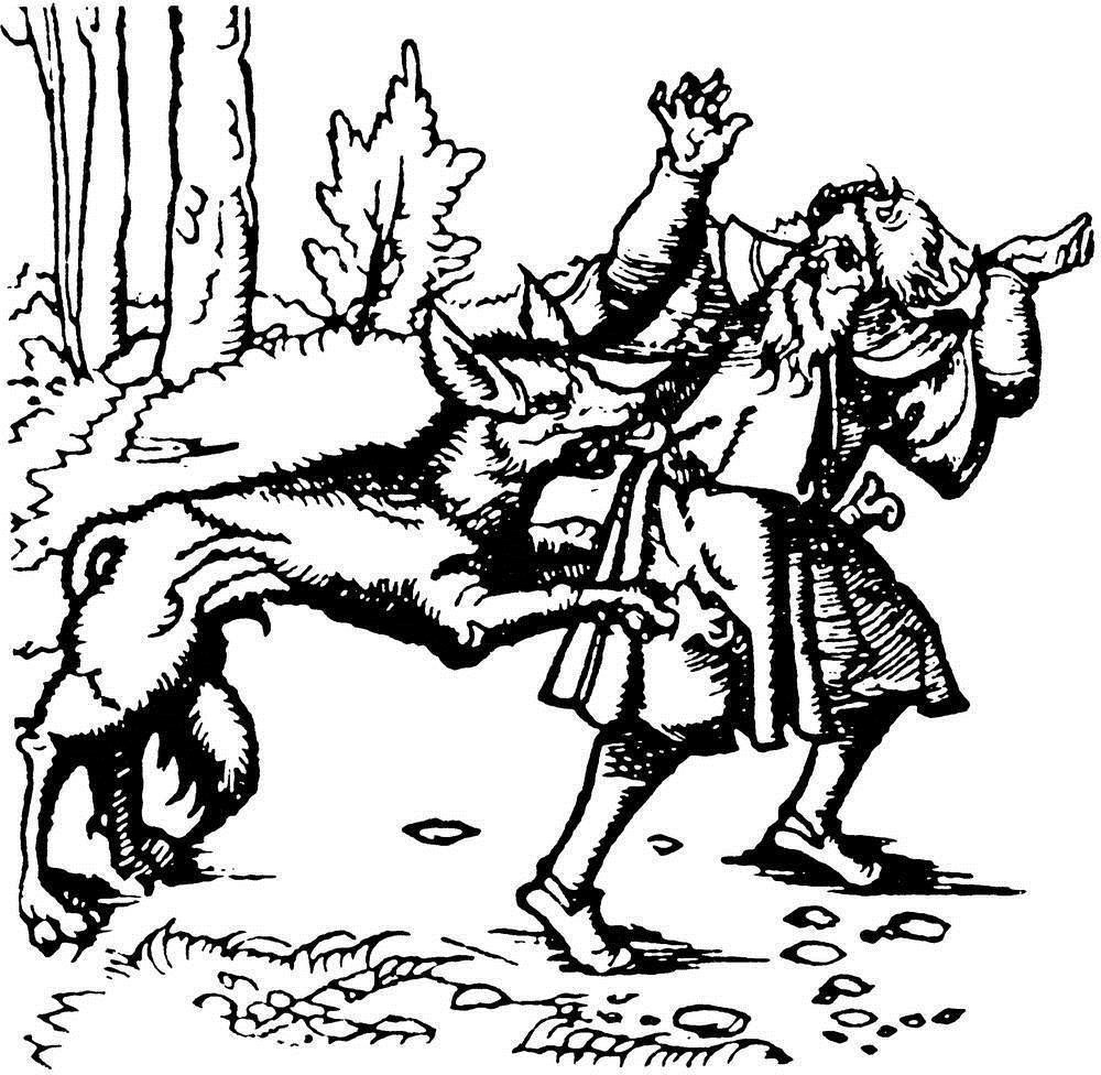 Волк-оборотень. Гравюра по дереву художника Х. Вейдеца, 1517 год