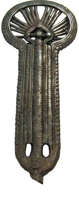 Ажурная биметаллическая (железо, бронза) булавка милоградской культуры (подгорцевская группа)