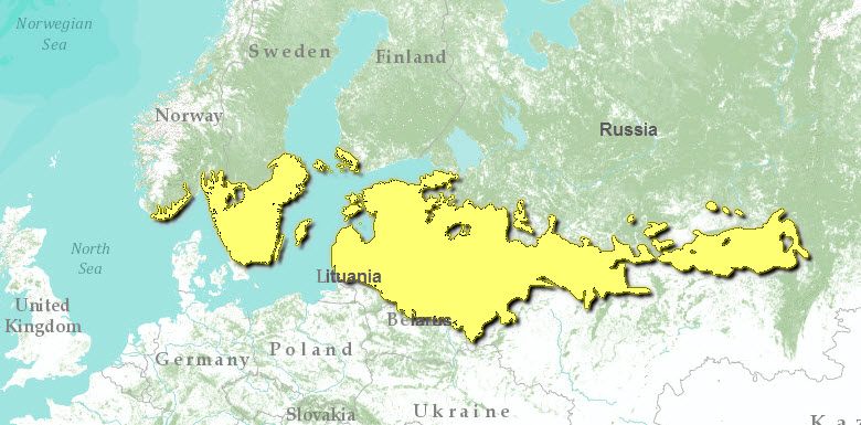 Зона Сарматских смешанных лесов на современной карте Европы
