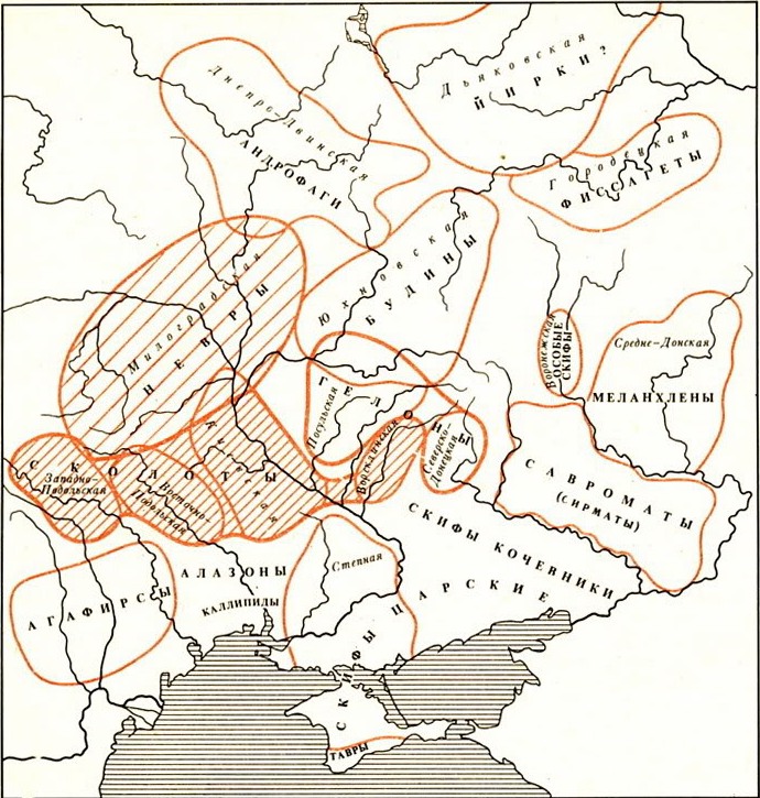 Карта Скифии по Б. Рыбакову