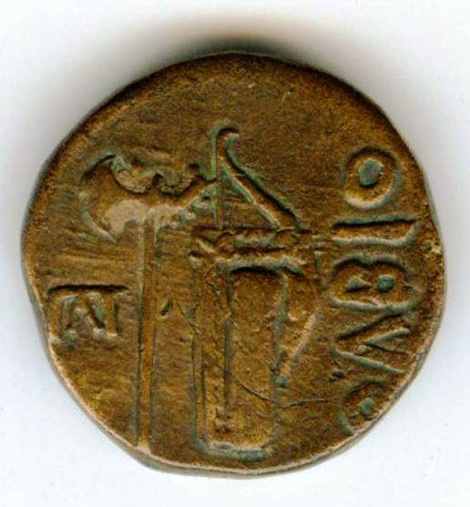 Золотой ольвийский статир с изображением скифского лука и горита, выпущенный в честь победы над Зопирионом