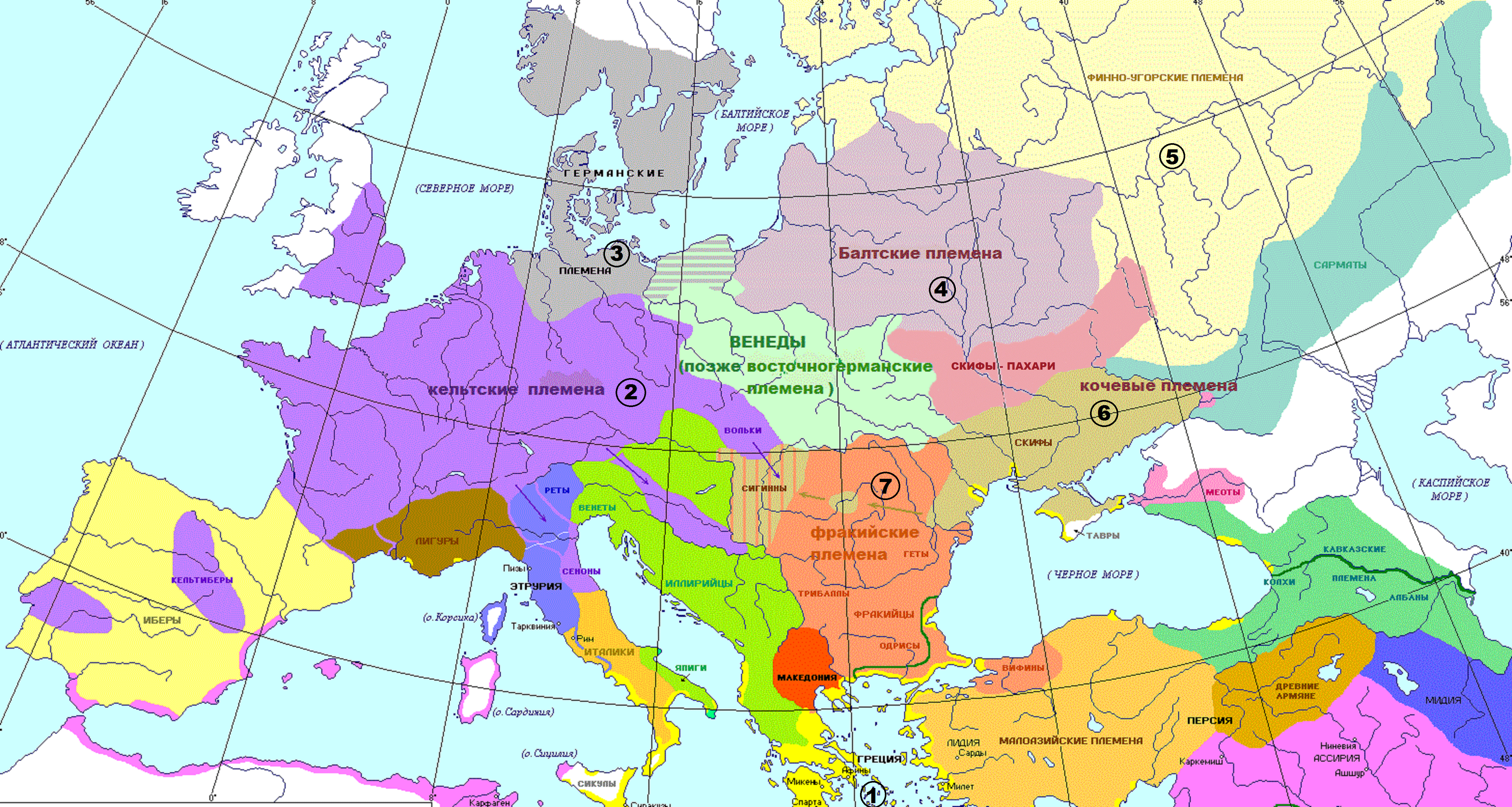 Семь миров Европы первого тысячеления до нашей эры по М. Щукину (на основе карты В. Николаева)