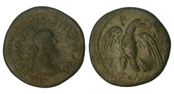 Боспорская монета с римским орлом и профилем императора Септимия Севера, начало третьего века