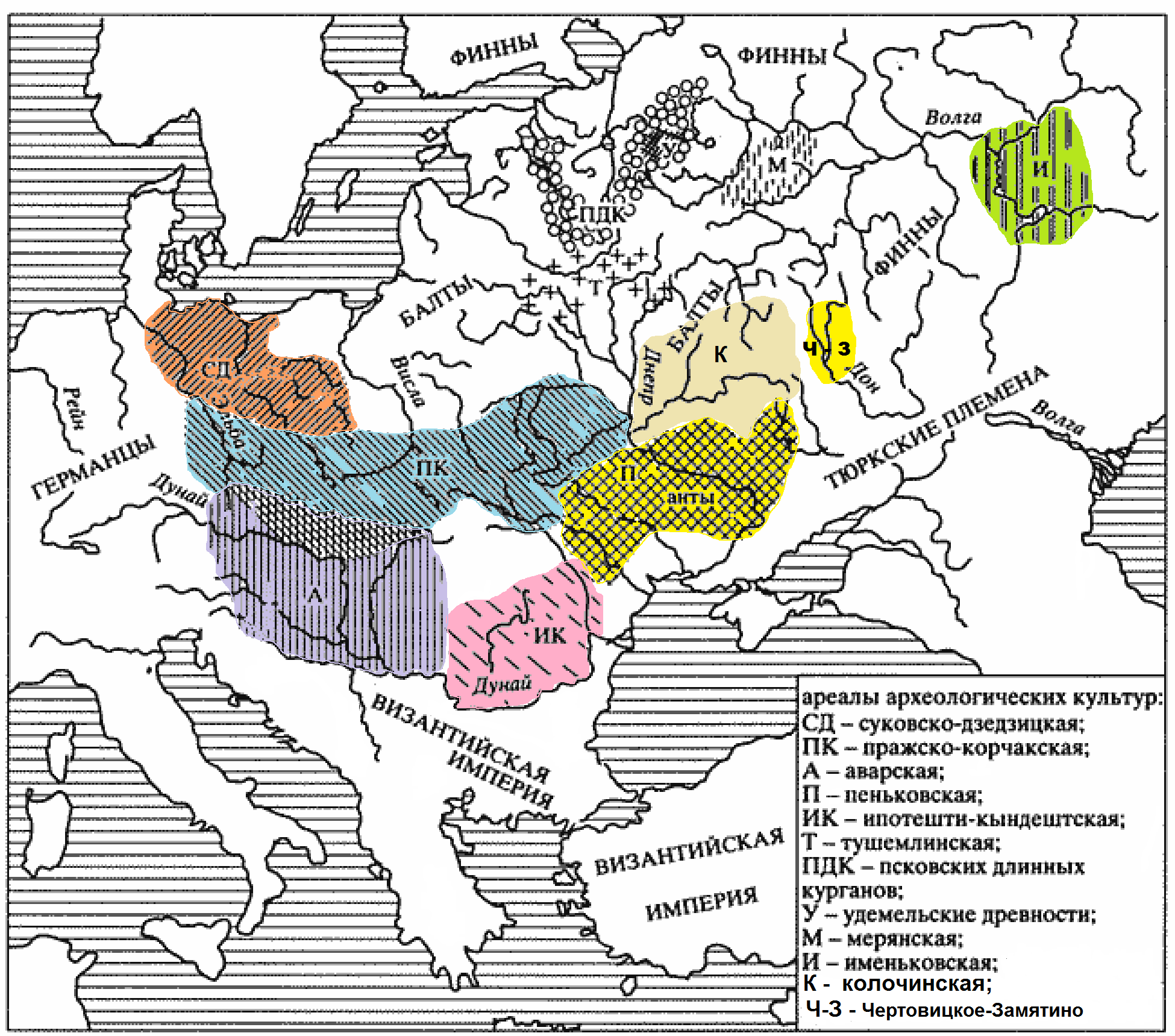 Археологические культуры Восточной Европы гуннского и постгуннского периода