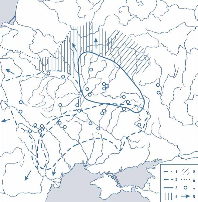Карта археологических культур V–VII вв
