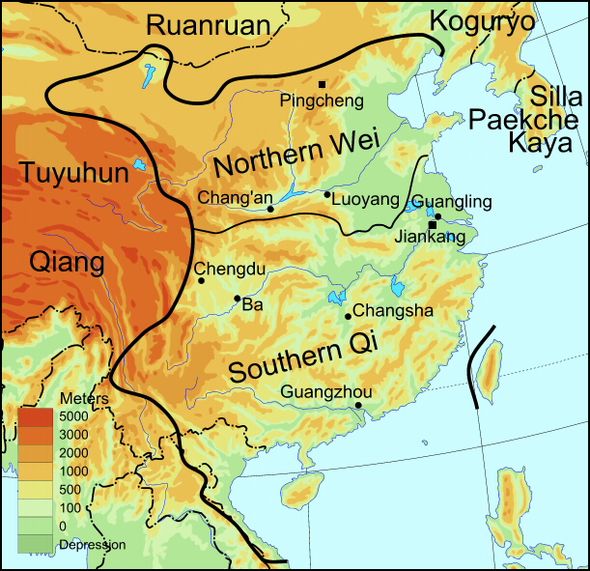 Границы державы Северная Вэй (Northern Wei) на карте