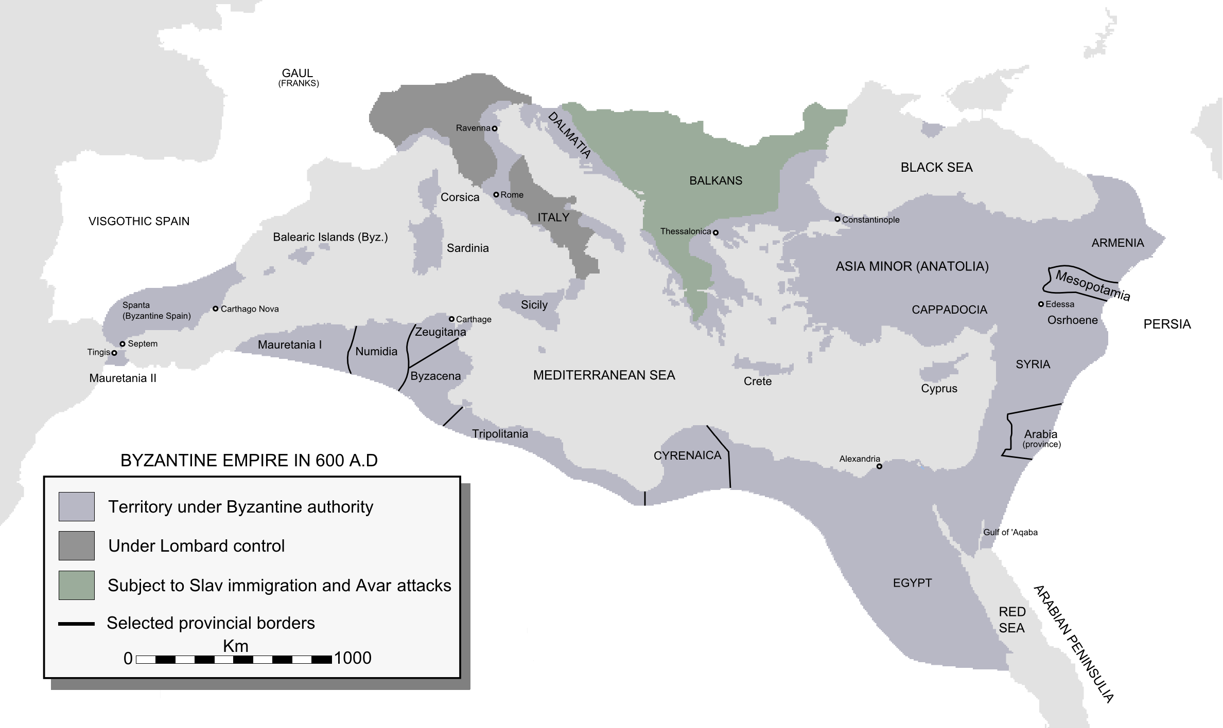 Византийская империя около 600 года