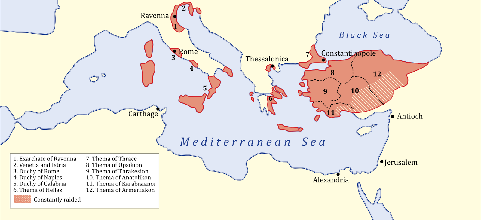 Византийская держава к началу 8 века