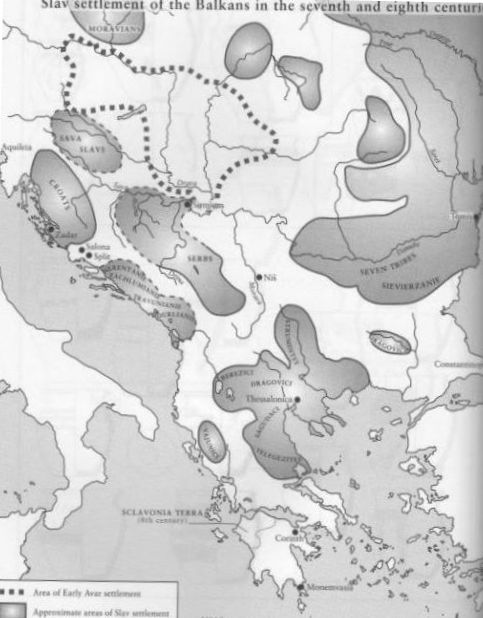 Расселение славян 7-8 веков на Балканах по П. Барфорду