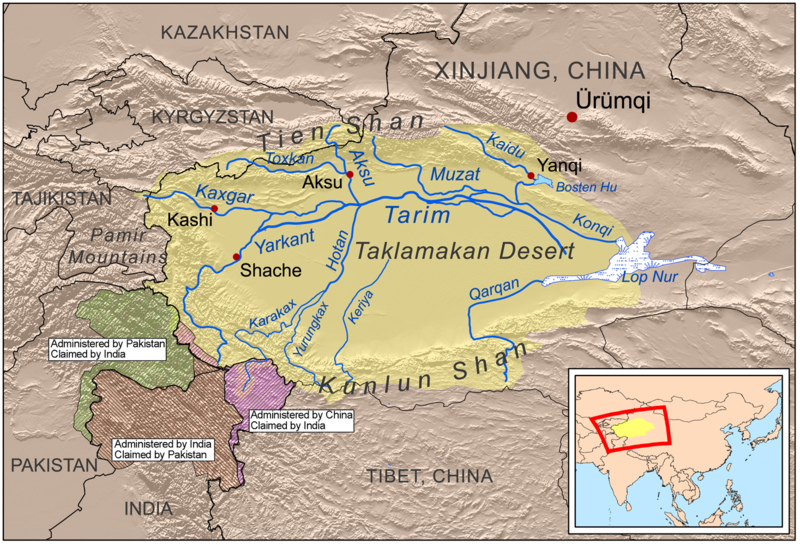 Таримский бассейн на современной карте