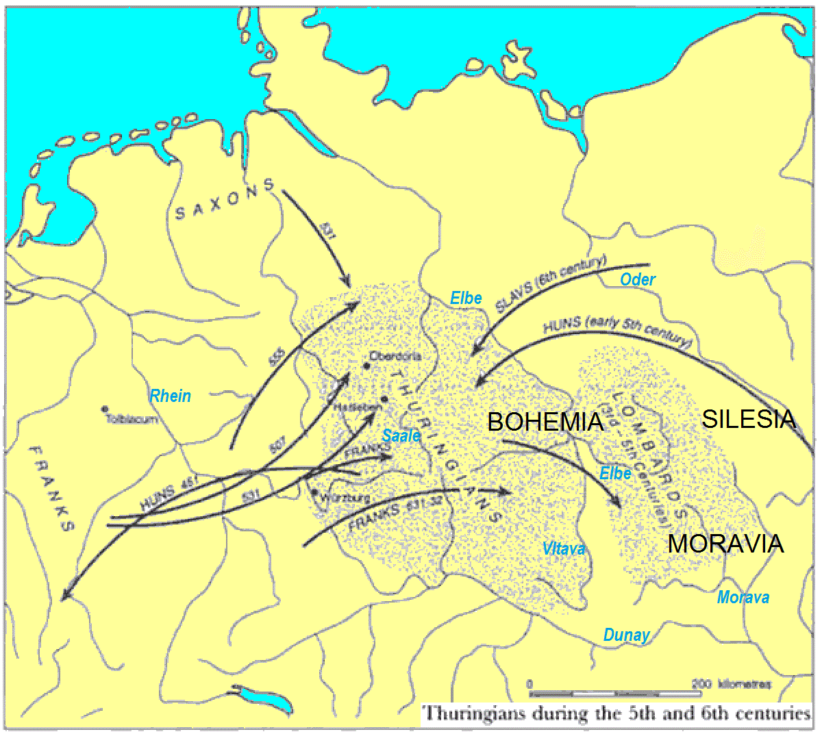 Тюрингия 5-6 века, возникшая на освободившихся землях
