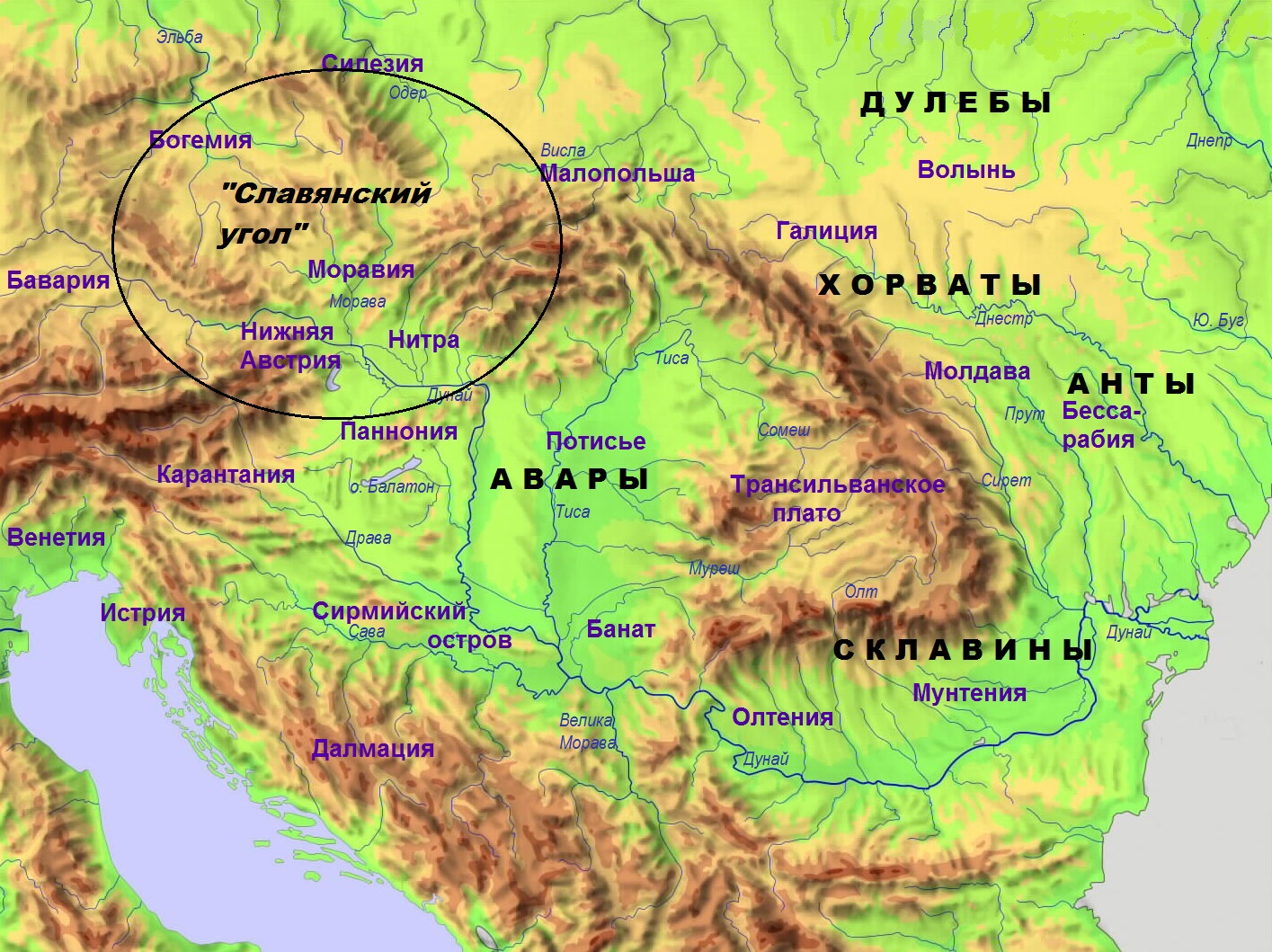 Место вероятной концентрации славянских этнических элементов в Аварском каганате 7-8 веков