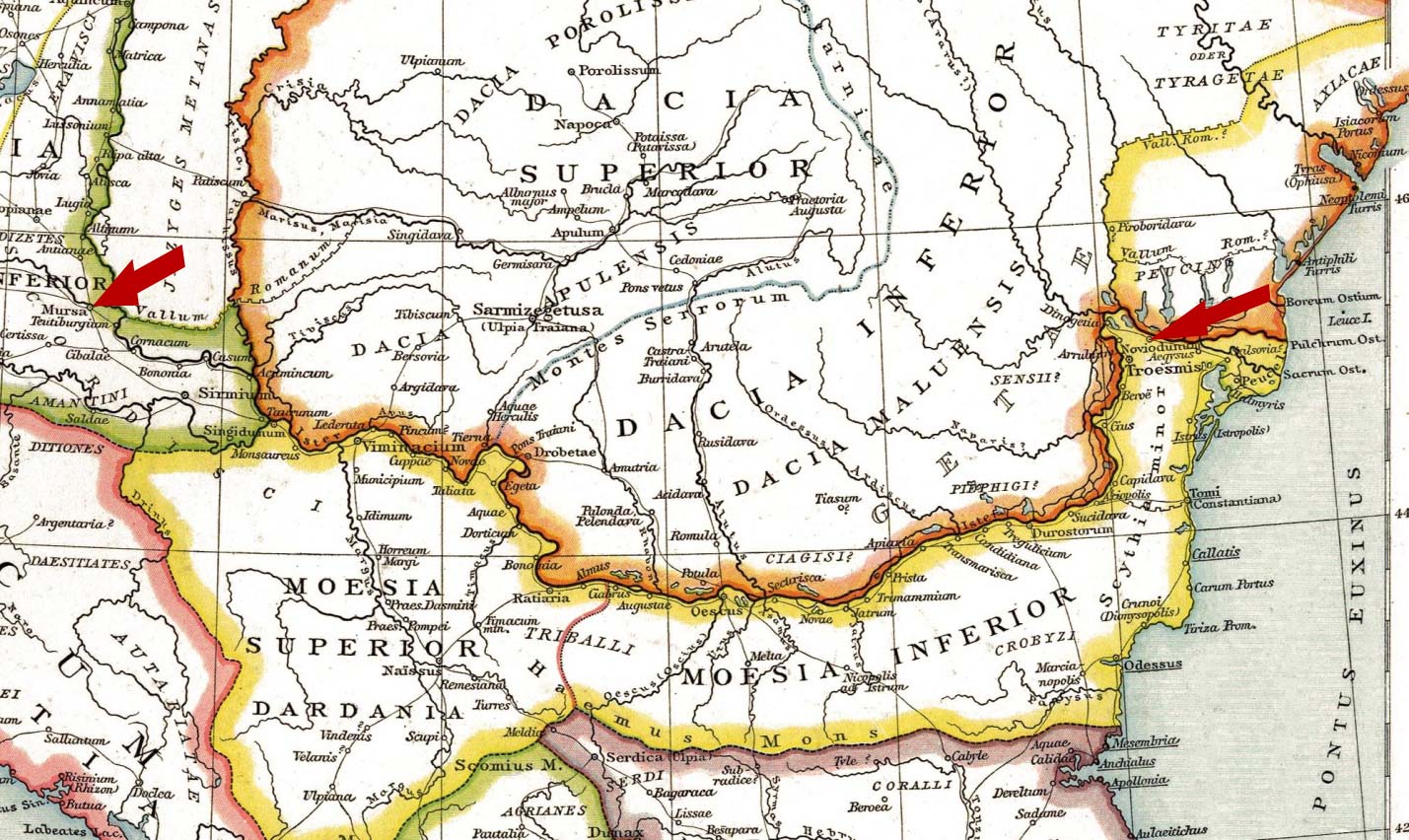 Карта дунайских провинций Римской империи 