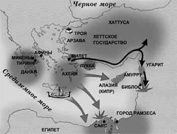 Карта нашествия 'народов моря'