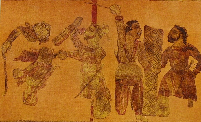 Изображение хунну на вышивке ковра из кургана Ноил-Ула