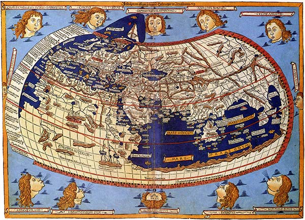 Карта мира по Птолемею. Реконструкция 16 века