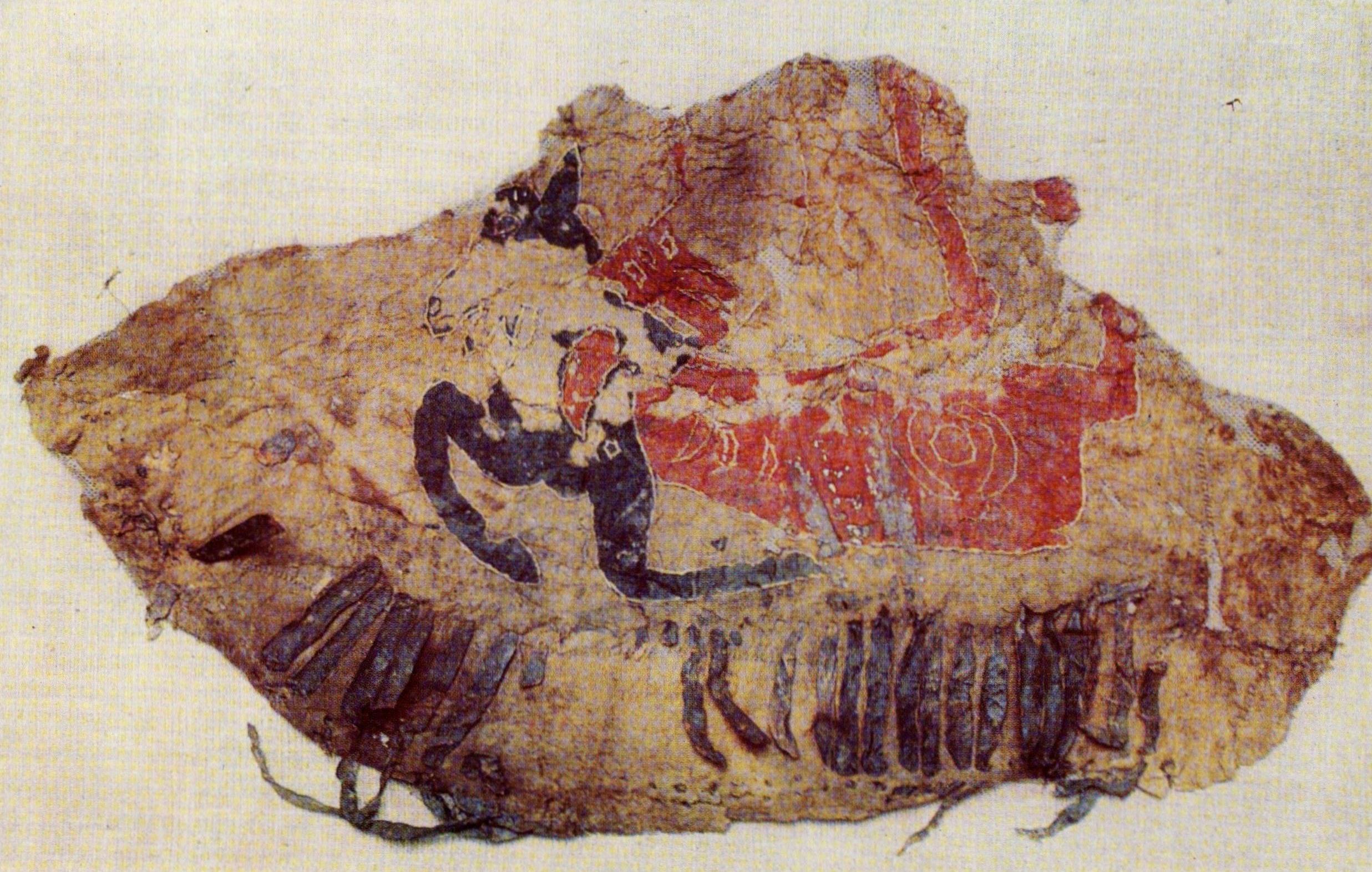 Войлочно-кожанная аппликация на седельной подушке со сценой терзания из первого Пазырыкского кургана