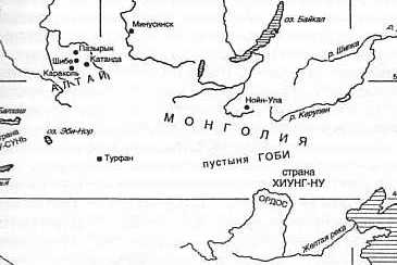 Карта скифских памятников Сибири по Т. Райс