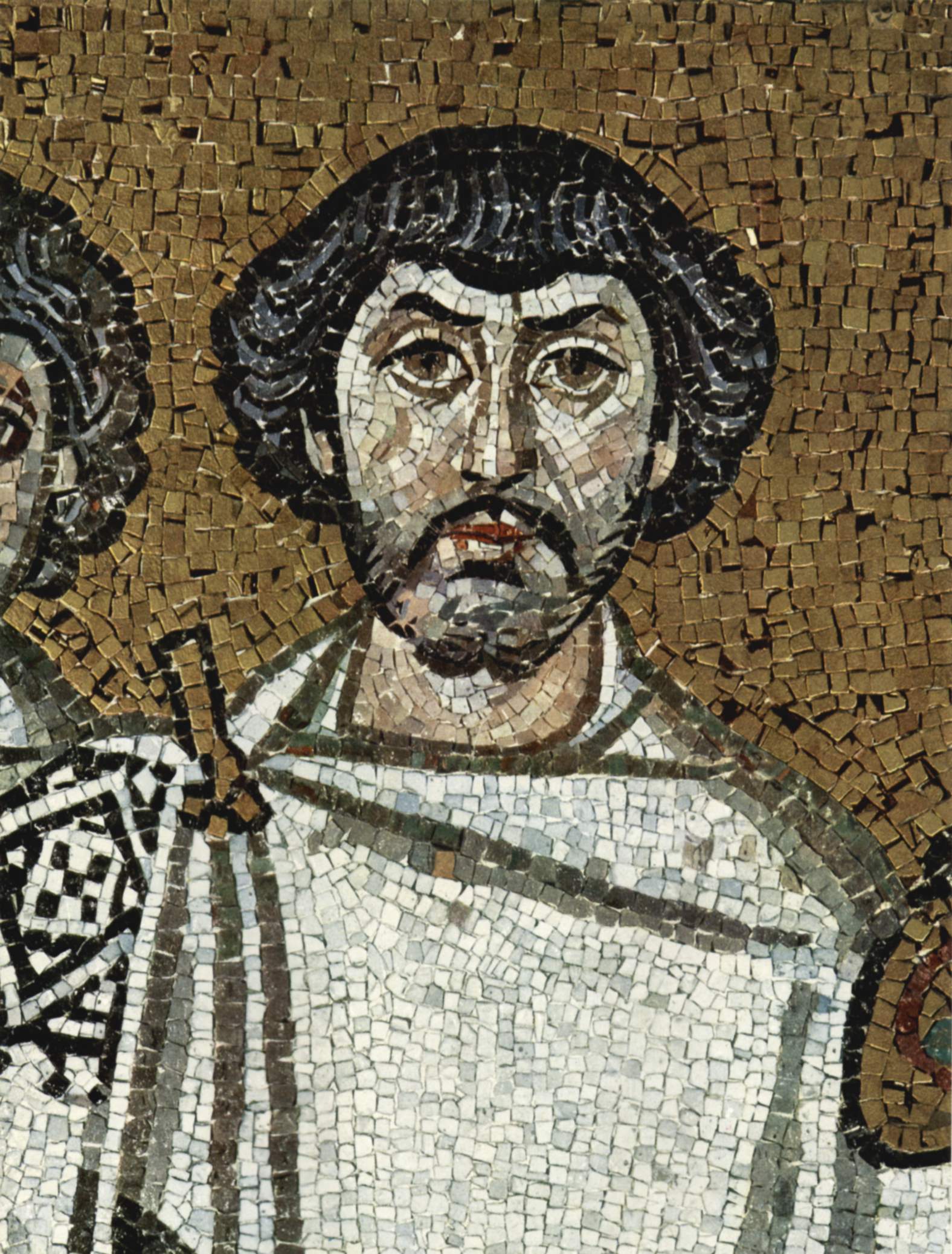 Предположительно - изображение Велизария. Фрагмент мозаики храма Сент-Витале из Равенны