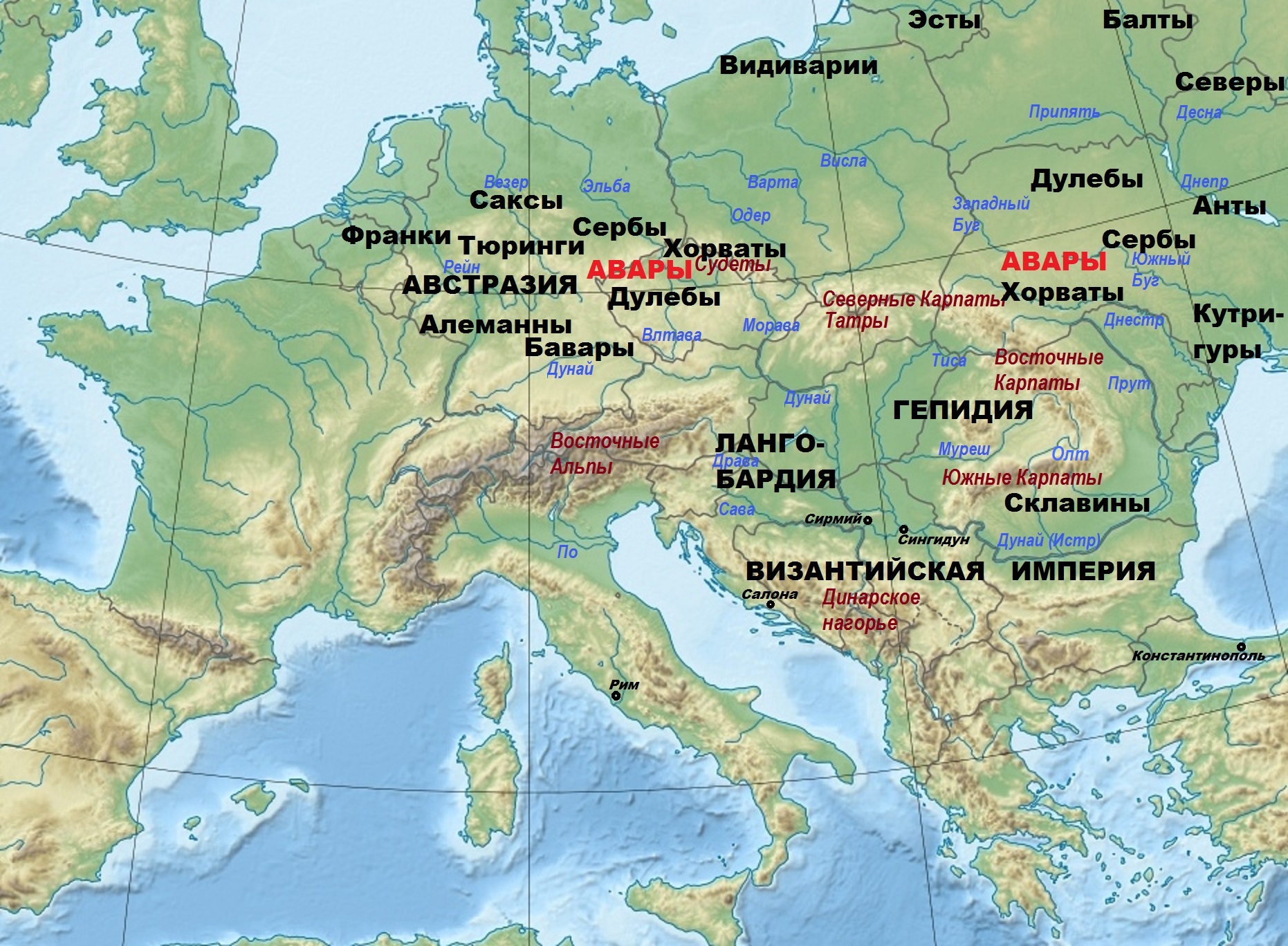 Европа в 566 году
